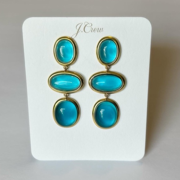 J. CREW GLASS CAB TRIPLE-DROP EARRINGS - Picture 3 of 8